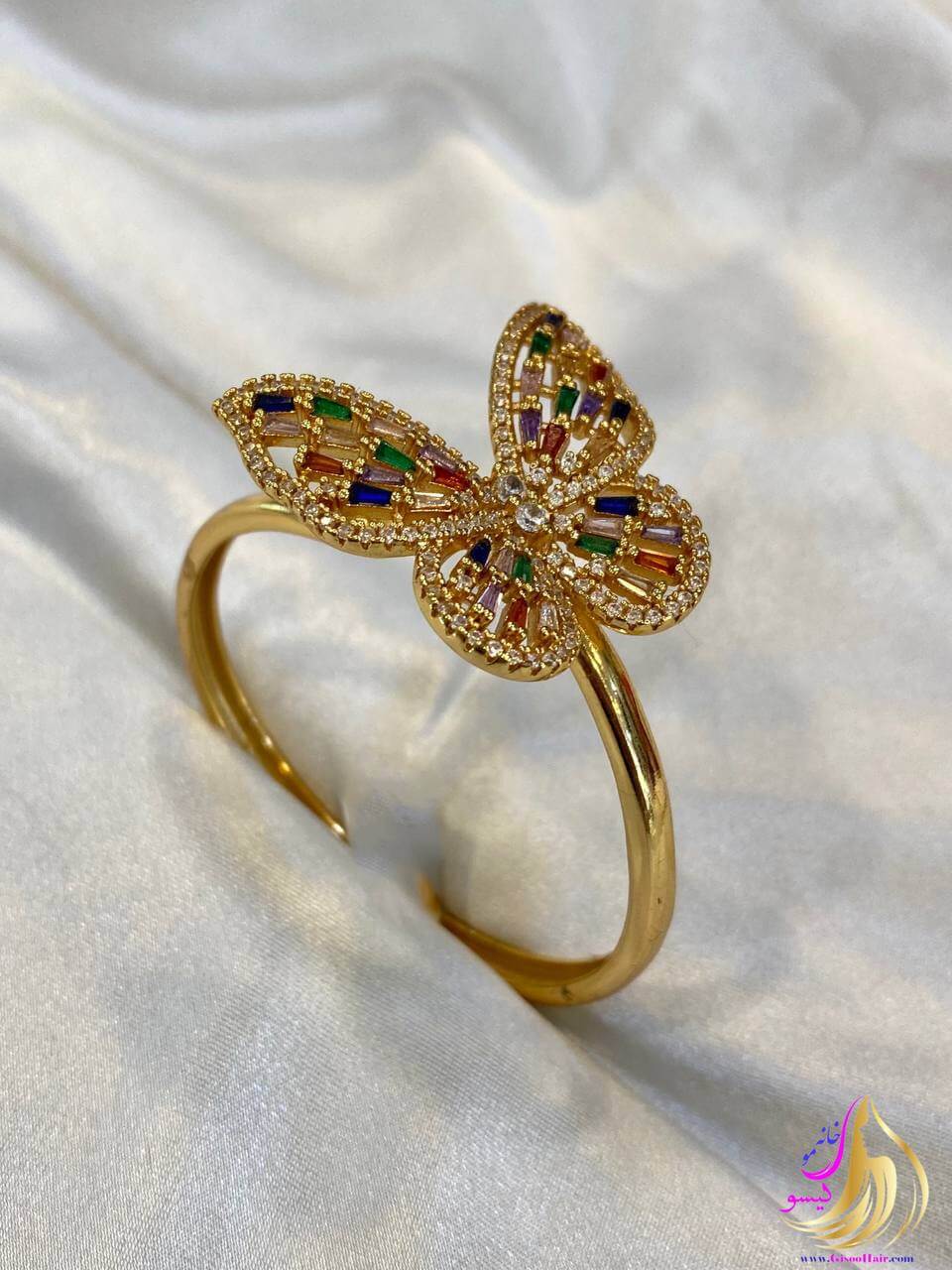 دستبند النگویی مدل پروانه نگین دار دستبند النگویی مدل پروانه نگین دار