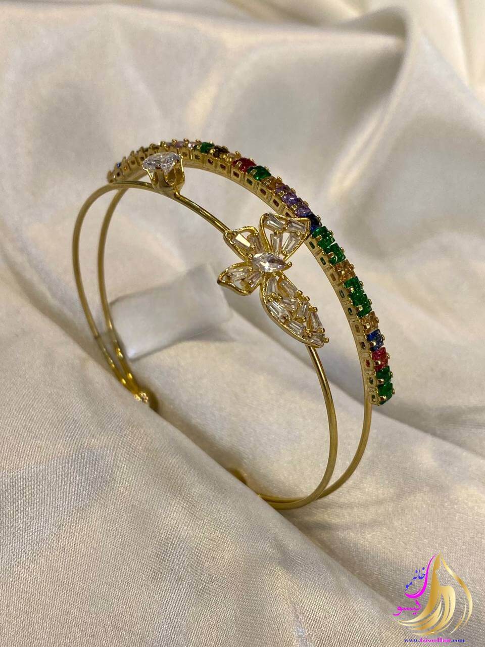 دستبند النگویی بنگل زنانه پروانه رنگی برند cr دستبند النگویی بنگل زنانه پروانه رنگی برند cr