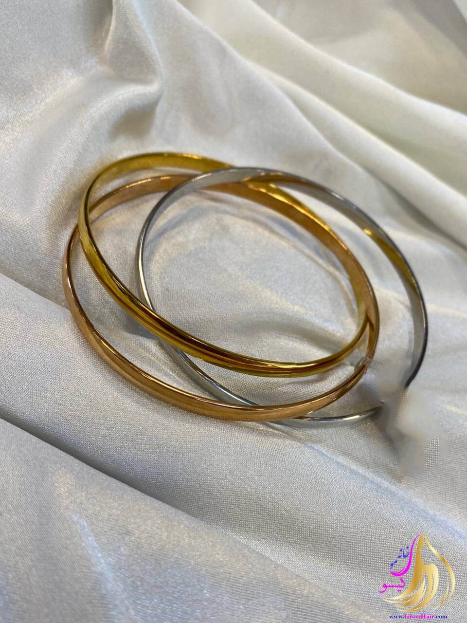 دستبند النگویی بنگل زنانه سه عدد استیل دستبند النگویی بنگل زنانه سه عدد استیل