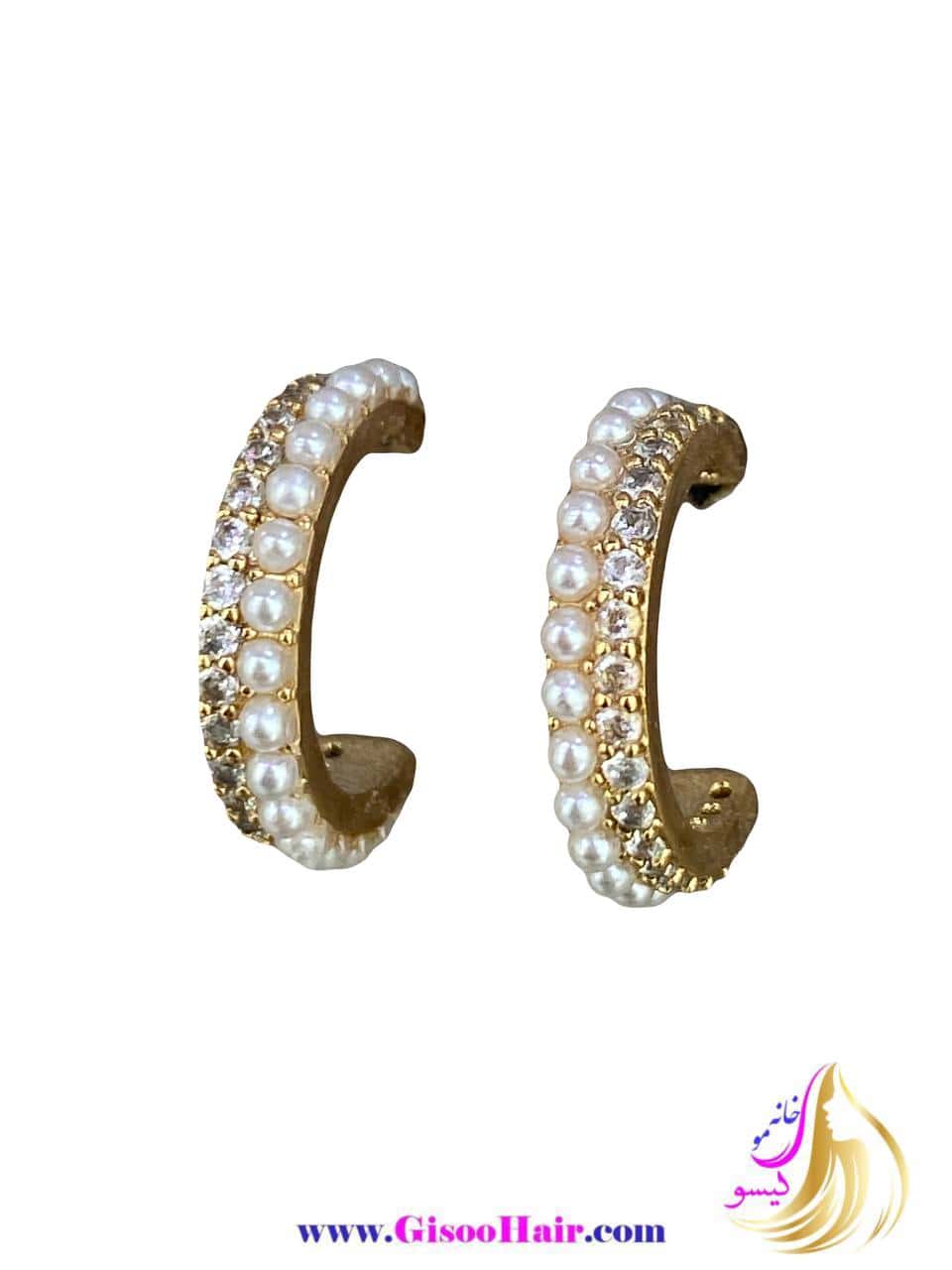 گوشواره میخی ژوپینگ نیم دایره مرواریدی گوشواره میخی ژوپینگ نیم دایره مرواریدی