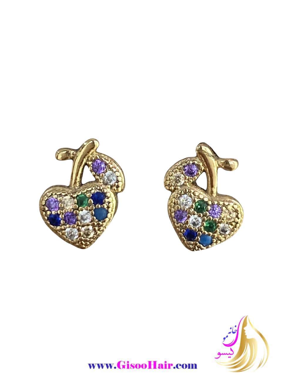 گوشواره میخی ژوپینگ مدل توت فرنگی گوشواره میخی ژوپینگ مدل توت فرنگی