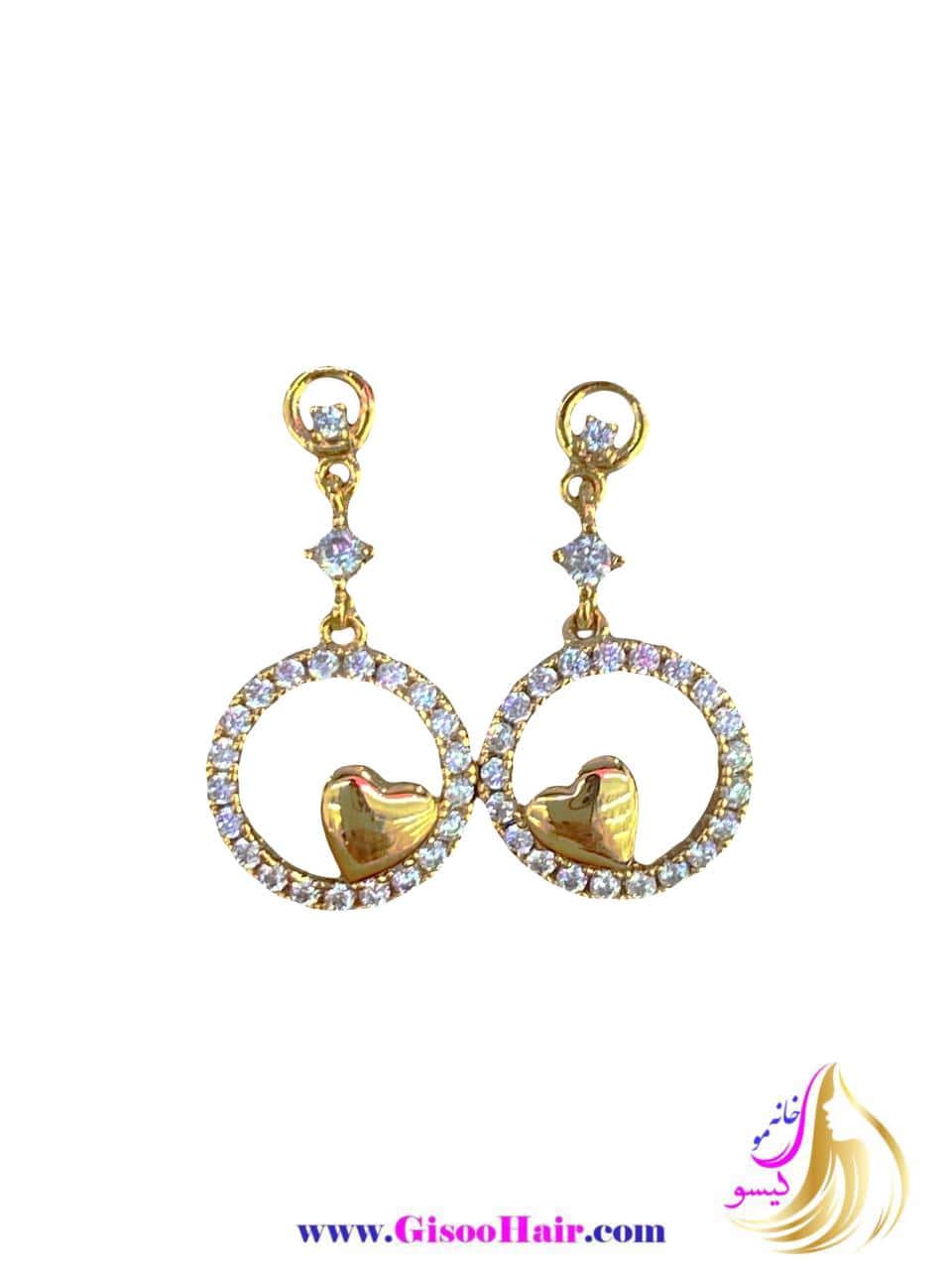 گوشواره میخی ژوپینگ با آویز قلبی گوشواره میخی ژوپینگ با آویز قلبی