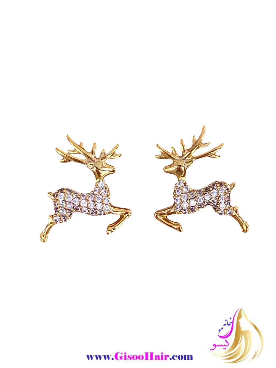 گوشواره میخی ژوپینگ مدل گوزن نگینی گوشواره میخی ژوپینگ مدل گوزن نگینی