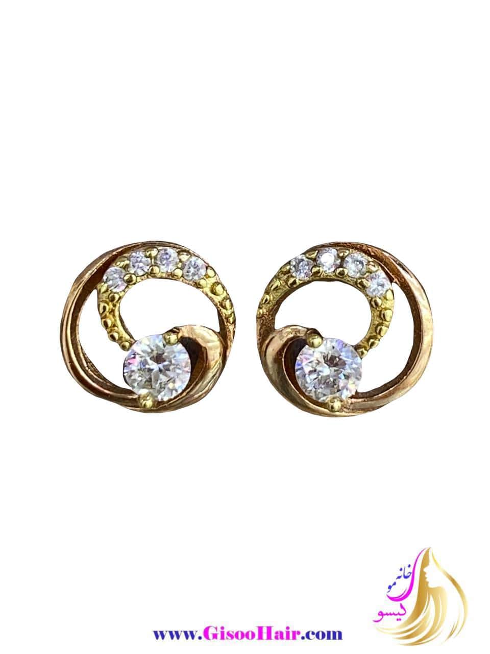 گوشواره میخی ژوپینگ دایره ای نگین درشت گوشواره میخی ژوپینگ دایره ای نگین درشت