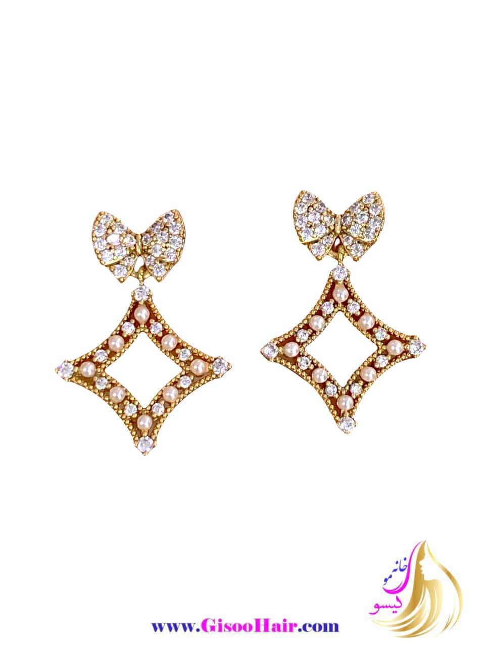 گوشواره میخی ژوپینگ مدل آویز لوزی گوشواره میخی ژوپینگ مدل آویز لوزی