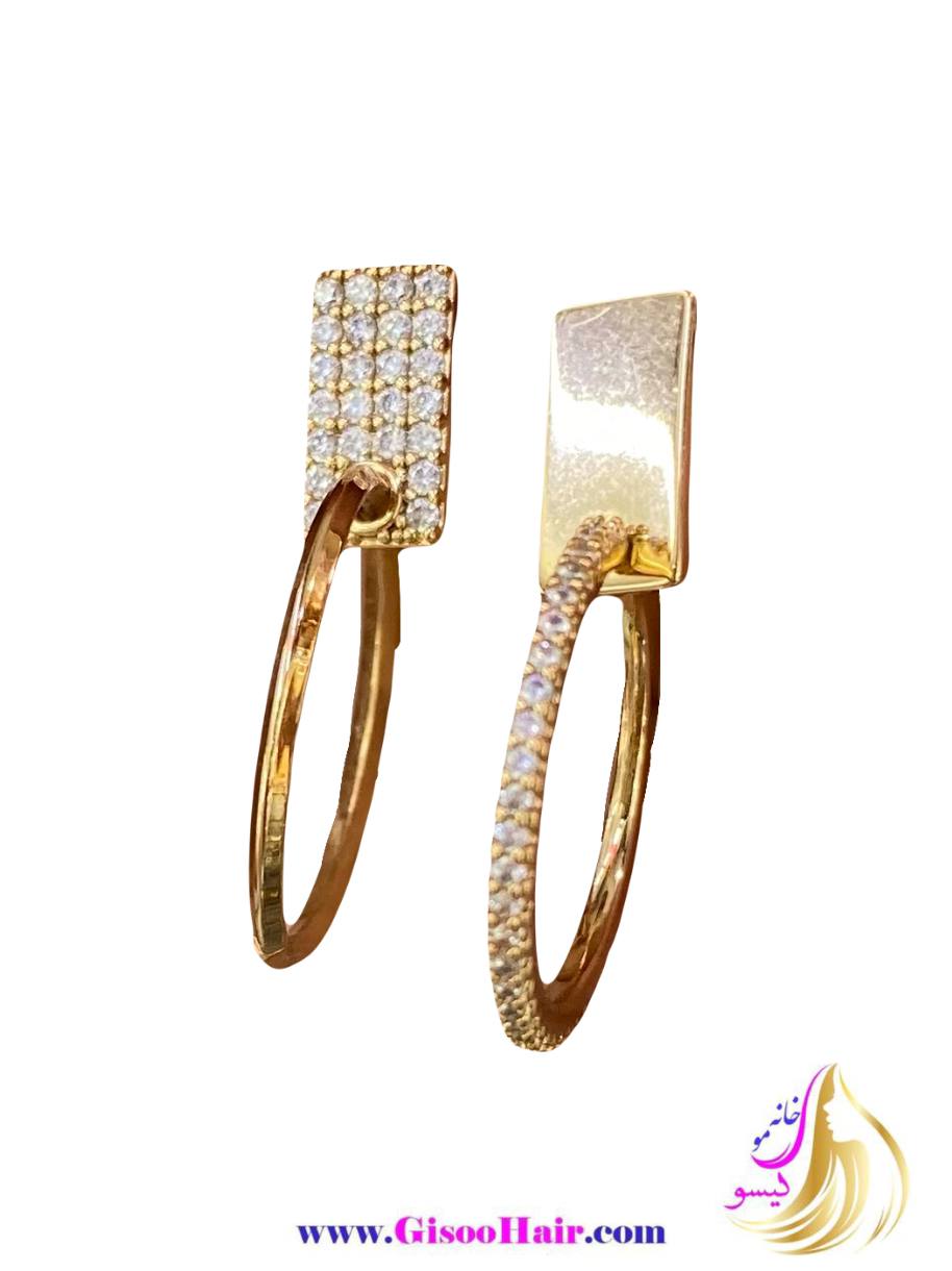 گوشواره میخی ژوپینگ حلقه ای نگینی گوشواره میخی ژوپینگ حلقه ای نگینی