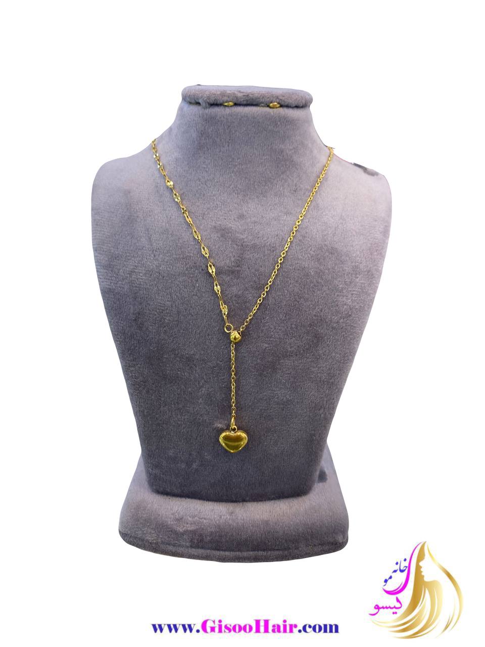 گردنبند استیل طلایی طرح آویز قلبی گردنبند استیل طلایی طرح آویز قلبی