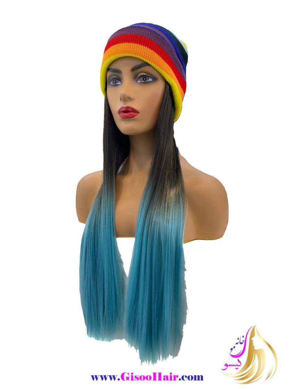 کلاه مویی بافت آمبره آبی کلاه مویی بافت آمبره آبی