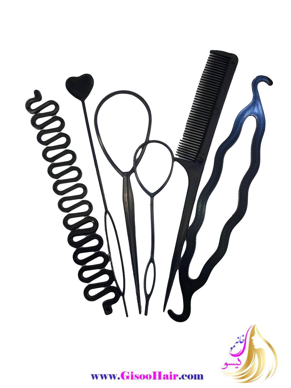 مجموعه ابزار بافت و بامتل مو بسته 6 عددی مجموعه ابزار بافت و بامتل مو بسته 6 عددی